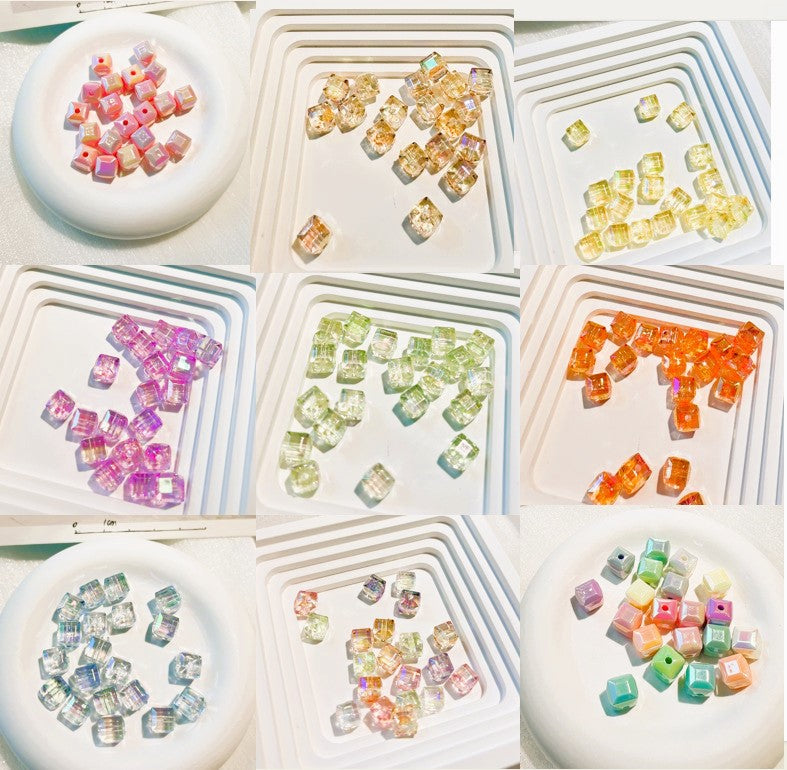 #06 Colored clear glass sugar cube diamonds for bracelet beads