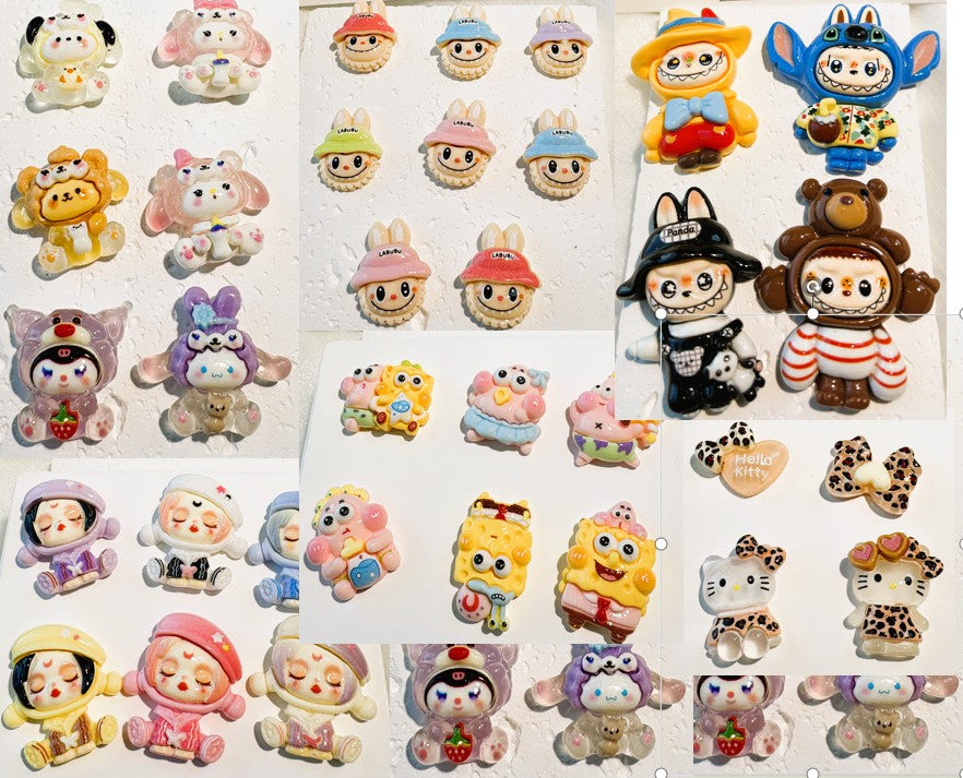Cute Cartoon Resin DIY Accessories for Hair Clips, Keychains, Phone Cases, and Jewelry